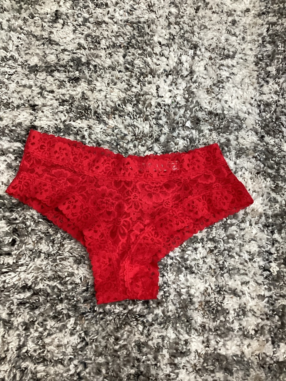 Victoria's Secret Red Lace Cheeky Panty - Floral Lace